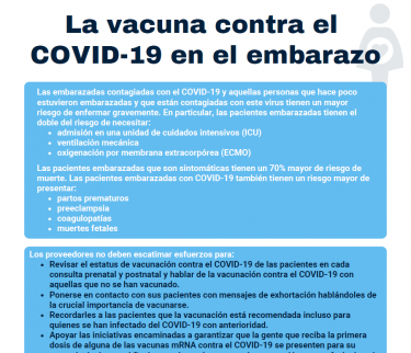 La vacuna contra el CVOID-19 en el embarazo- Los proveedores