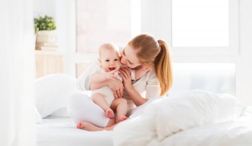 Mother holding baby