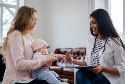 Mother and child at doctor appointment