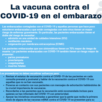 La vacuna contra el CVOID-19 en el embarazo- Los proveedores