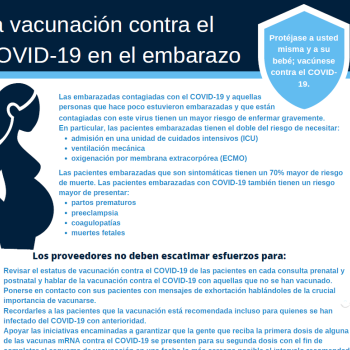 La vacunacion contra el COVID-19 en el embarazo - Los proveedores