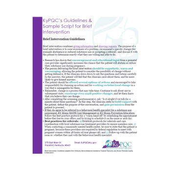 KyPQC Screening Script for Brief Intervention