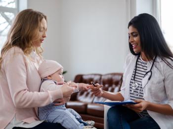 Mother and child at doctor appointment