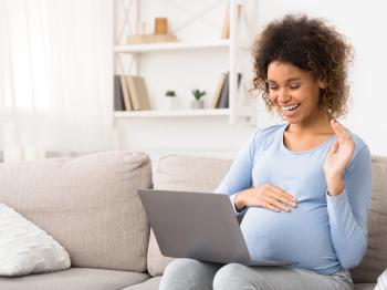Pregnant woman on a video call
