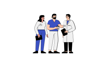 graphic image of healthcare workers in discussion